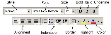 Microsoft Word toolbar