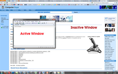 Inactive window