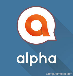 Alpha inside of a speech bubble.