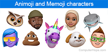 Animated Animoji and Memoji characters