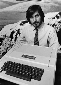 Steve Jobs with Apple II computer