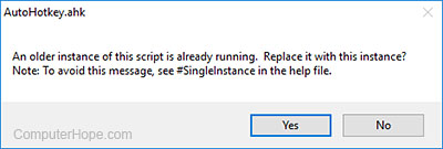 AutoHotkey update script confirmation prompt
