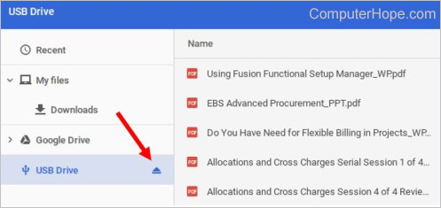 Eject USB drive in Files app on Chromebook