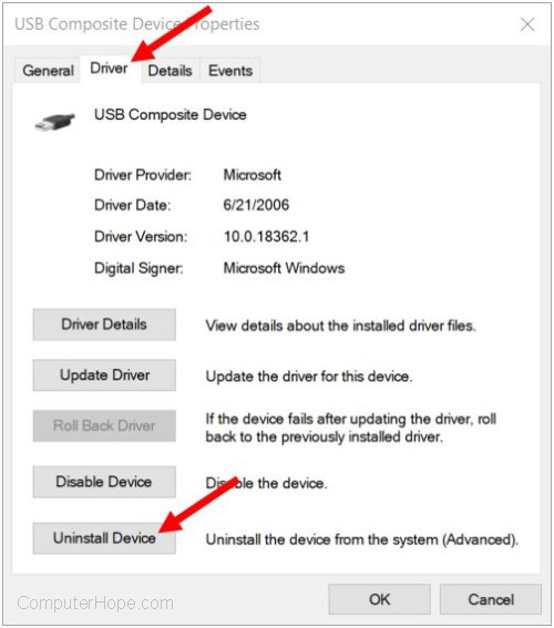 USB port devices in Device Manager