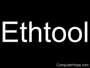 Ethtool in white lettering on black background.