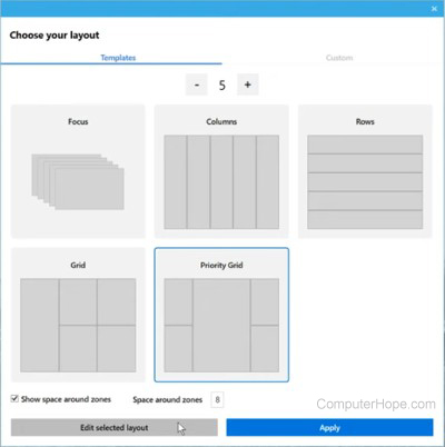 FancyZones - Choose your layout.