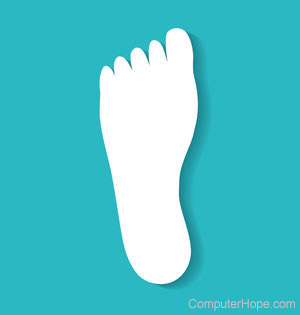 Human footprint on aqua background.