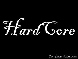 Hardcore in white lettering on black background.