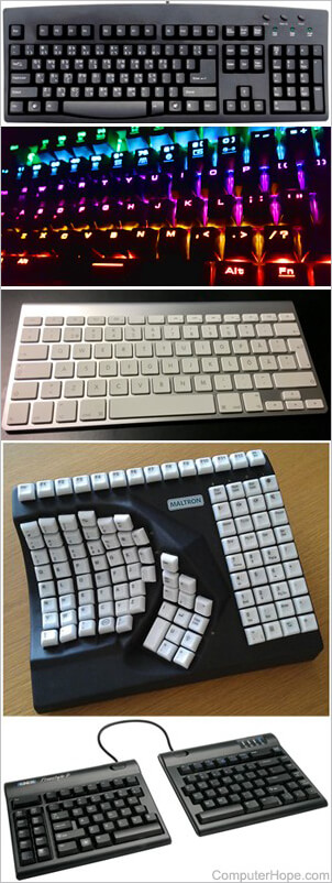 Some keyboard types: 101-key with Nepali, RGB (Red, Green, and Blue), Apple Magic, Left-handed one-hand, Kinesis Freestyle Ergonomic, on-screen.