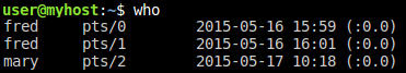 who command and output in Linux terminal