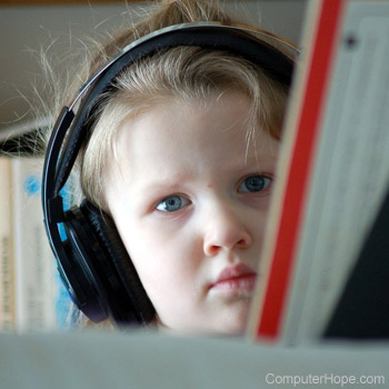 Child wearing headphones