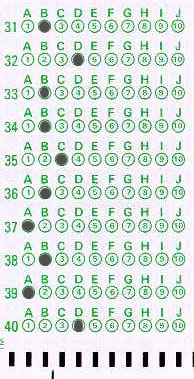 Optical mark reading card