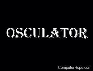 Osculator in white lettering on black background.