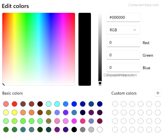 Microsoft Palette of colors