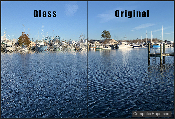 Glass filter in Adobe Photoshop.