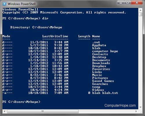 PowerShell interface window.