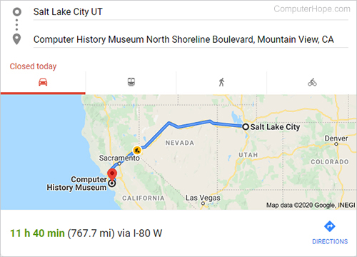 relative location Salt Lake City, UT to Mountain View, CA