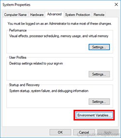 Click Environment variables.