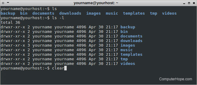 Linux shell clear command
