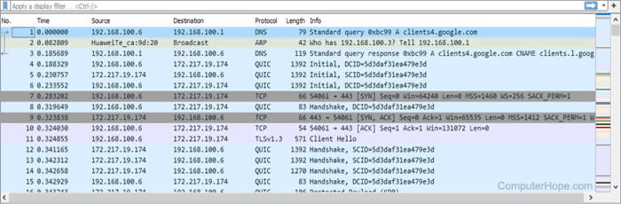 Wireshark capture