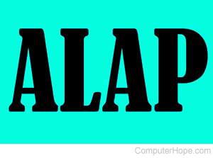 ALAP in black lettering on aqua background