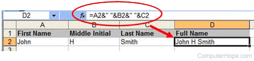 Excel formula with an Ampersand