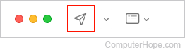 Apple Mail send icon.