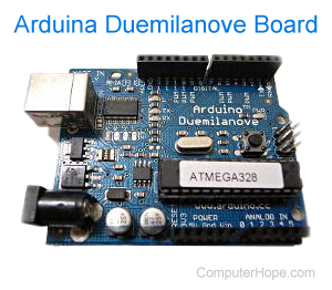 Arduino Duemilanove single-board computer.