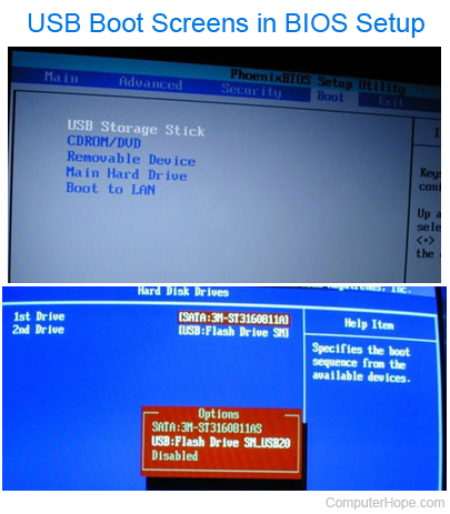 USB boot options in BIOS (CMOS) setup