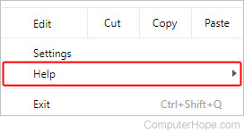 Help menu button in Chrome.
