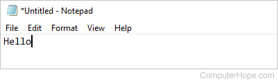 Hello pasted in Notepad