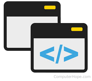 Simple terminal screens, one with a less than sign, forward slash, and greater-than sign, and the other terminal screen is blank