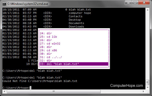 Windows command line history