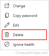 Delete password selector in Edge.