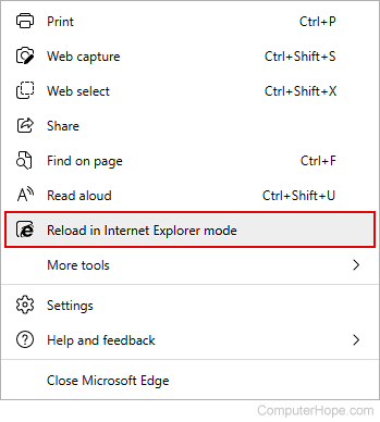 Reload in Internet Explorer mode selector in Edge.