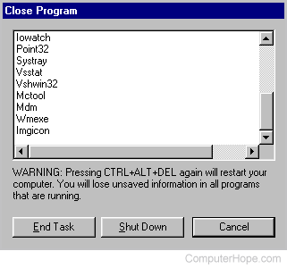 Windows 9x Close program window