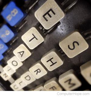 ETAOIN SHRDLU letters on a Linotype machine.