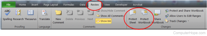 Protect in Excel 2010