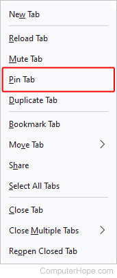 Pinning tab in Firefox.