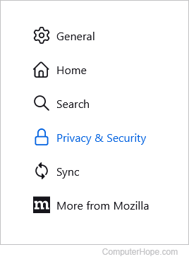 Privacy and security selector.