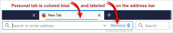 Personal container tab is created. The tab is color-coded with a blue line.