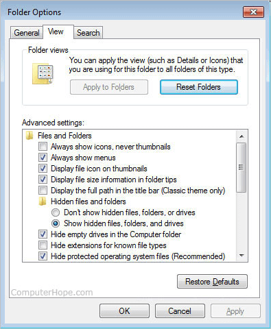 Windows Folder Options