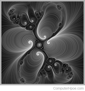 Black and white spiral fractal.