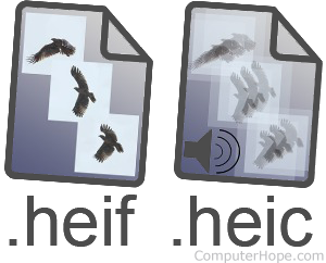 Illustration: HEIF and HEIC file format documents.