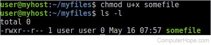 ls -l output