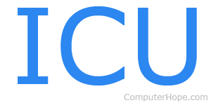 ICU in blue lettering.