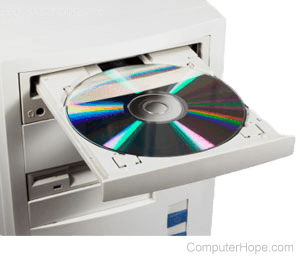 Open CD-ROM (Compact Disc Read-Only Memory) drive tray.