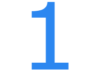 Integer one written in blue.