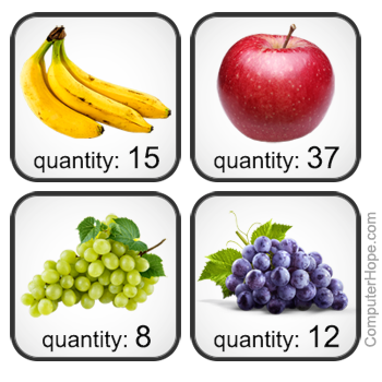 Example inventory of fruit