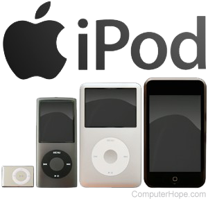 Various Apple iPod models.